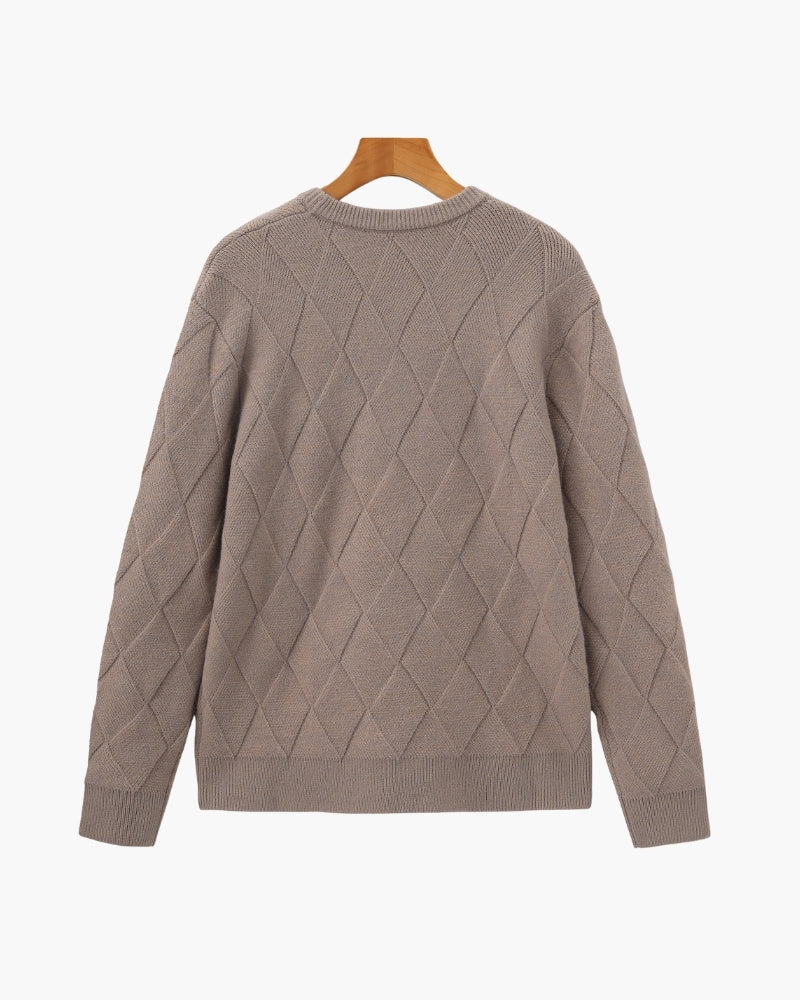 Jersey de Punto Diamante con Cuello Redondo