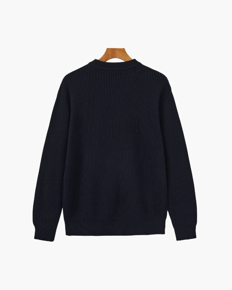 Sudadera de Punto Acanalado con Cuello Redondo