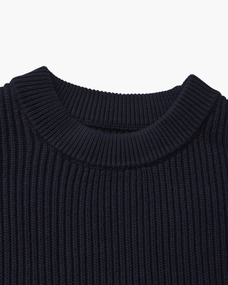 Sudadera de Punto Acanalado con Cuello Redondo