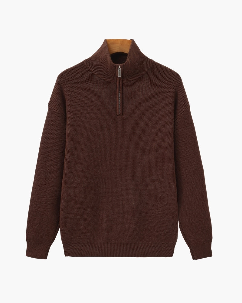 Pullover de Punto con Media Cremallera Refinado