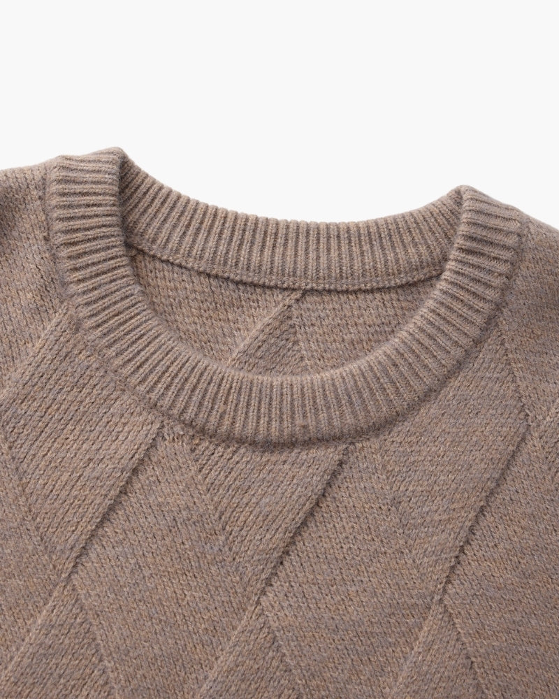 Jersey de Punto Diamante con Cuello Redondo