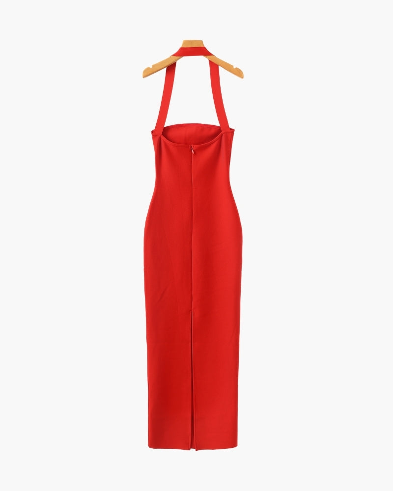 Vestido Maxi Slim Fit de Cuello Halter