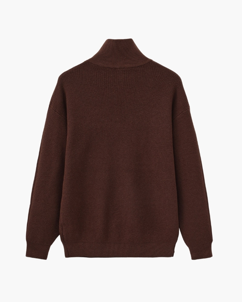 Pullover de Punto con Media Cremallera Refinado