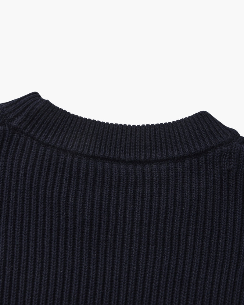 Sudadera de Punto Acanalado con Cuello Redondo