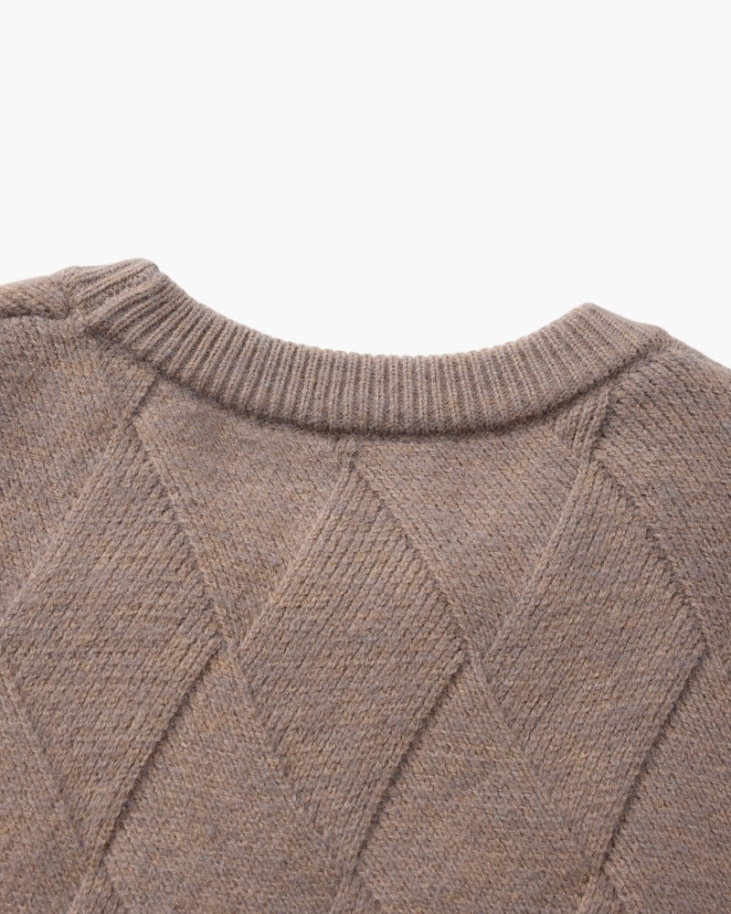 Jersey de Punto Diamante con Cuello Redondo