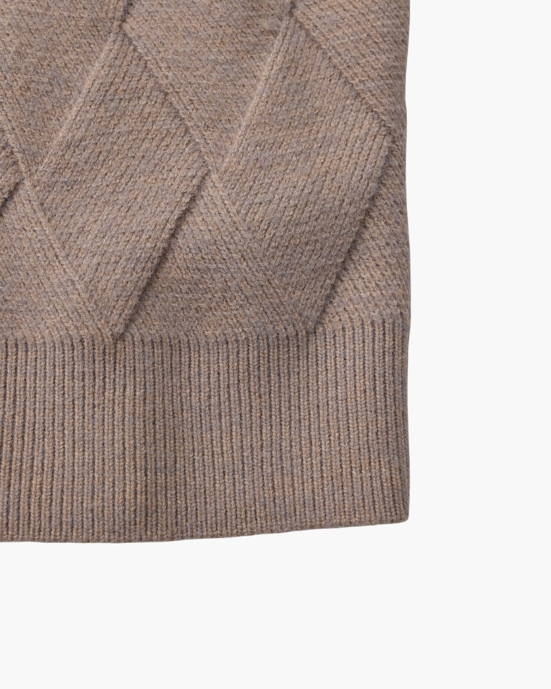 Jersey de Punto Diamante con Cuello Redondo