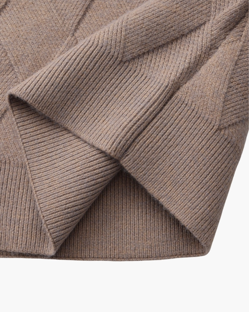 Jersey de Punto Diamante con Cuello Redondo
