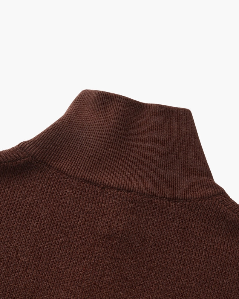 Pullover de Punto con Media Cremallera Refinado