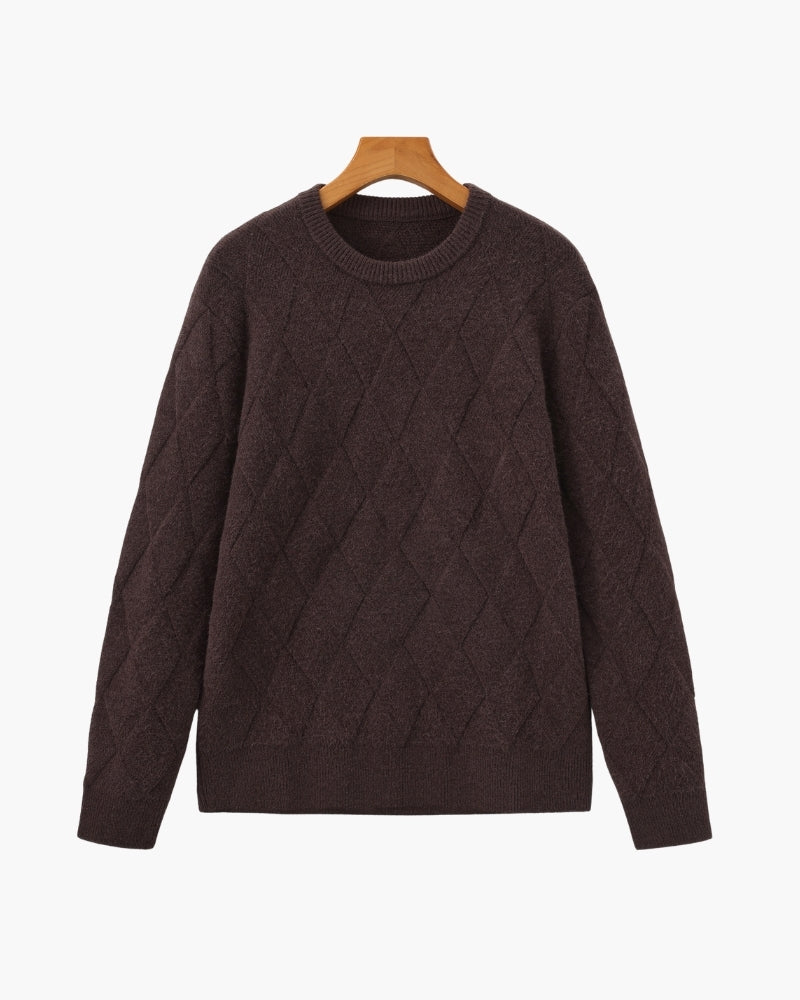 Jersey de Punto Diamante con Cuello Redondo