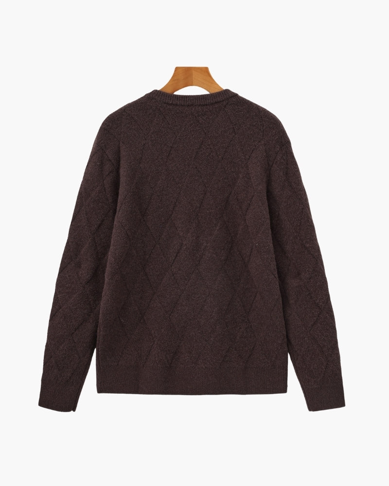 Jersey de Punto Diamante con Cuello Redondo