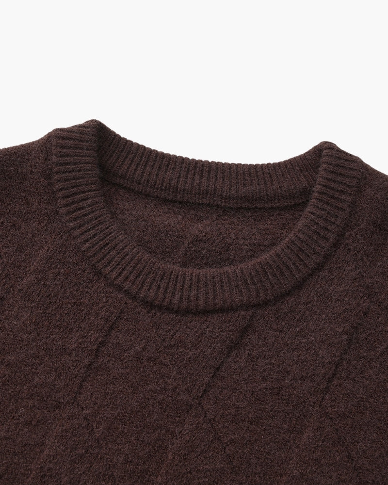 Jersey de Punto Diamante con Cuello Redondo