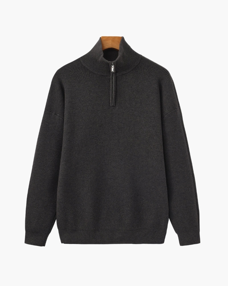 Pullover de Punto con Media Cremallera Refinado