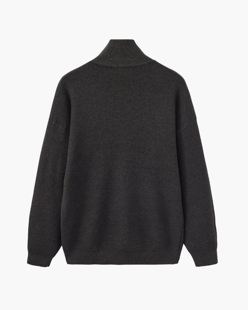 Pullover de Punto con Media Cremallera Refinado