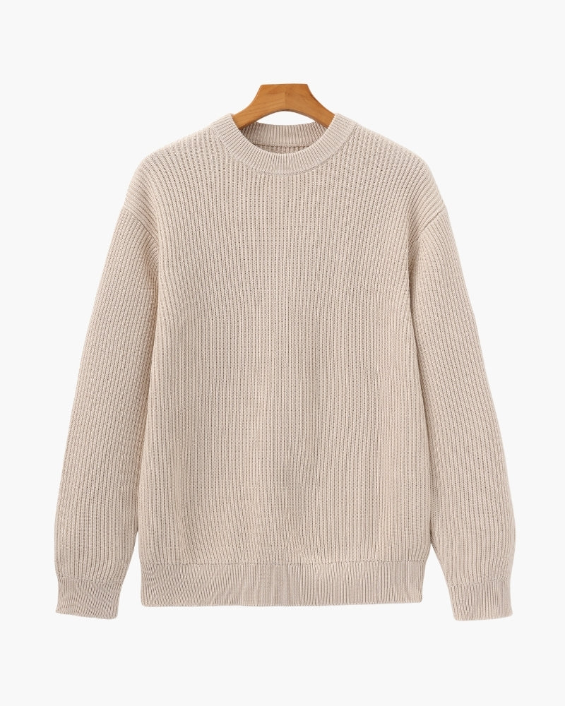 Sudadera de Punto Acanalado con Cuello Redondo
