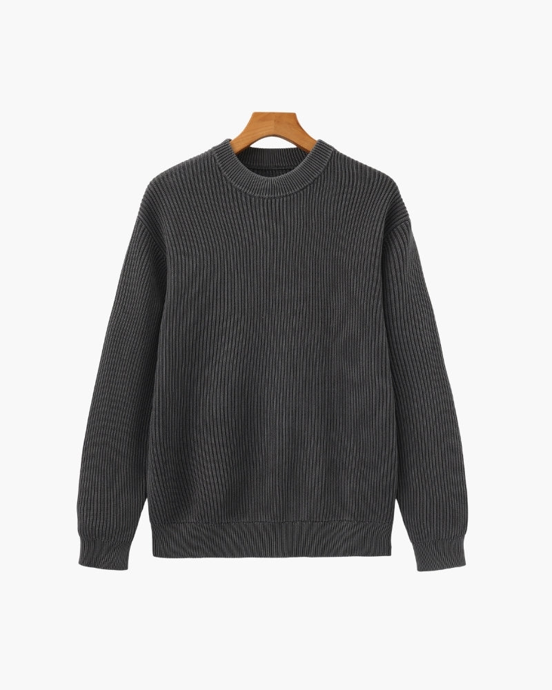 Sudadera de Punto Acanalado con Cuello Redondo