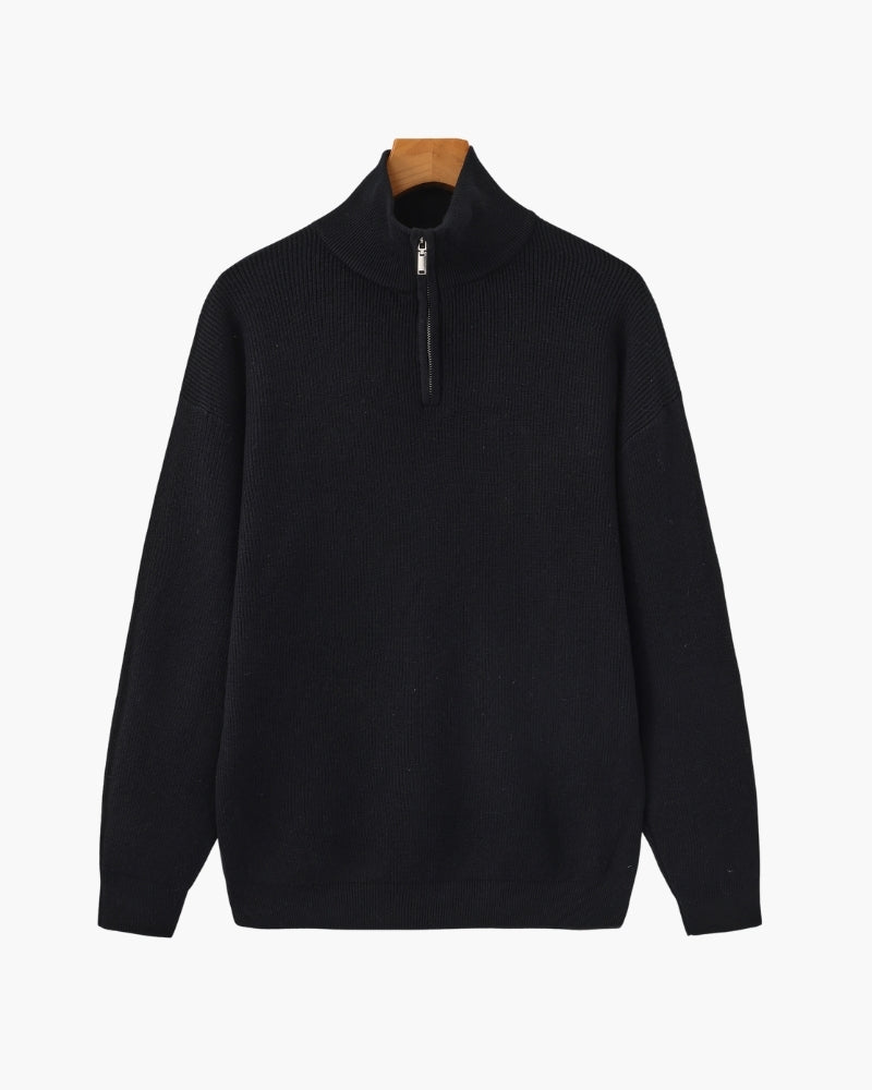 Pullover de Punto con Media Cremallera Refinado