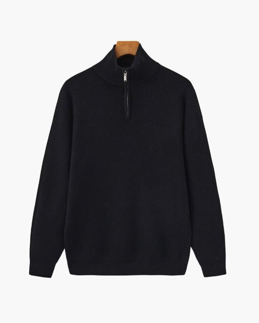 Pullover de Punto con Media Cremallera Refinado