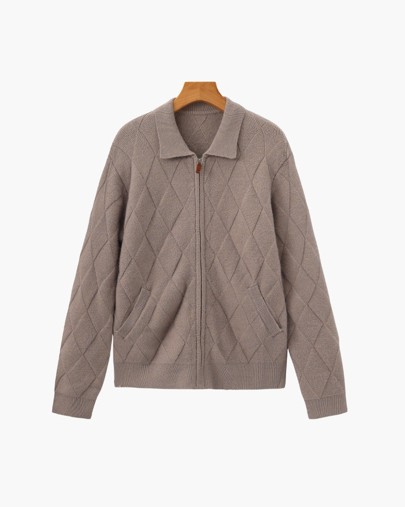 Cardigan con Cremallera de Punto Diamante Heritage