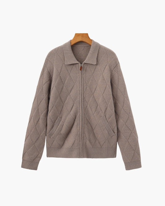 Cardigan con Cremallera de Punto Diamante Heritage