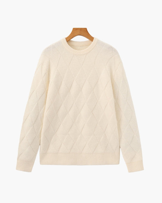 Jersey de Punto Diamante con Cuello Redondo