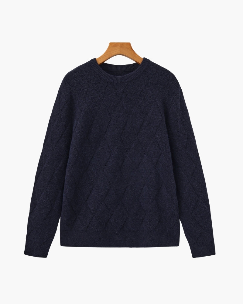 Jersey de Punto Diamante con Cuello Redondo