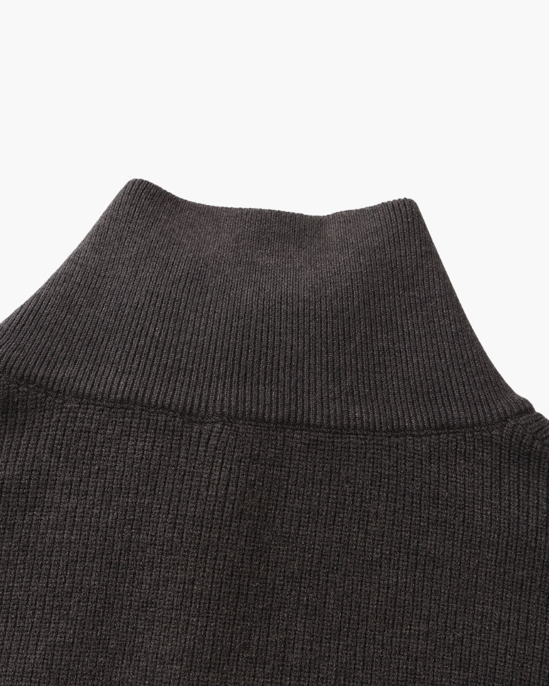 Pullover de Punto con Media Cremallera Refinado