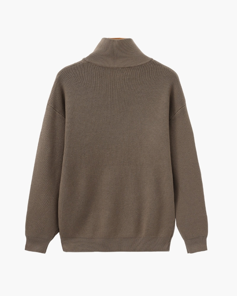 Pullover de Punto con Media Cremallera Refinado