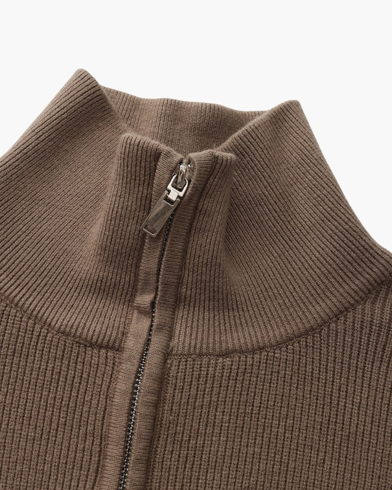 Pullover de Punto con Media Cremallera Refinado