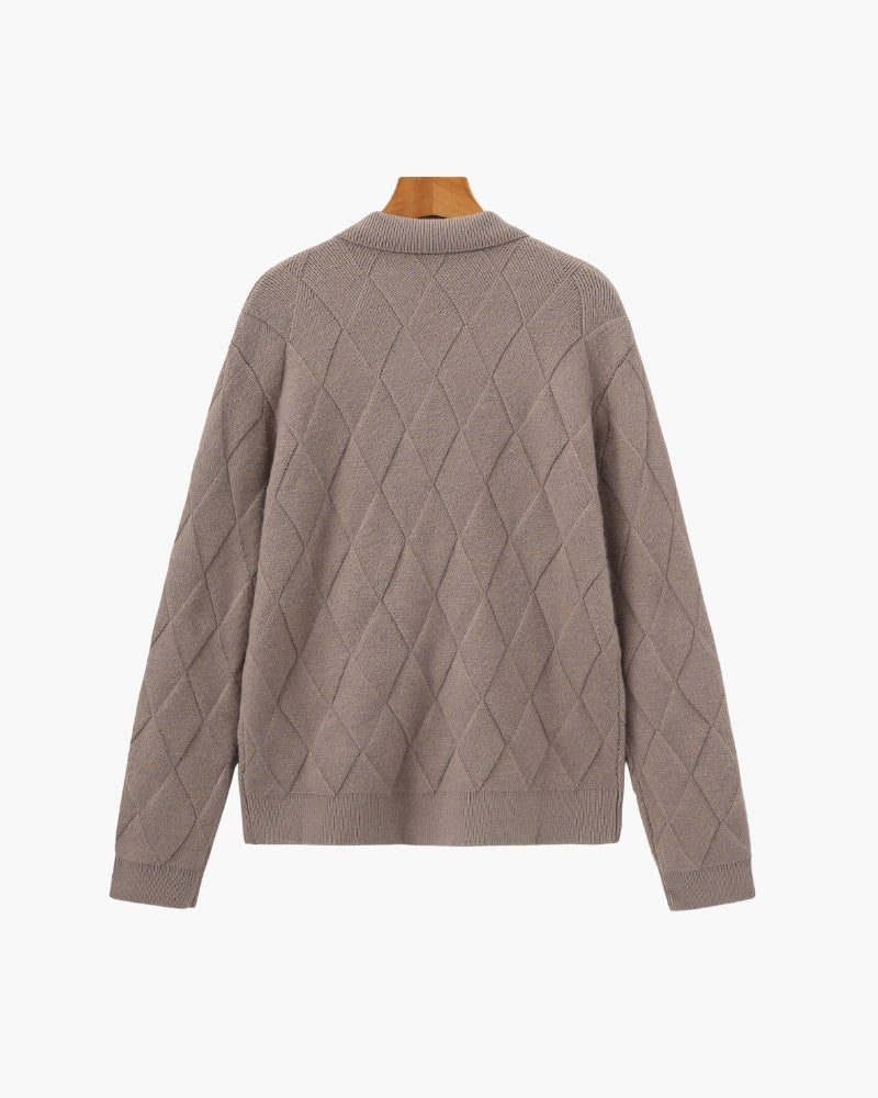Cardigan con Cremallera de Punto Diamante Heritage