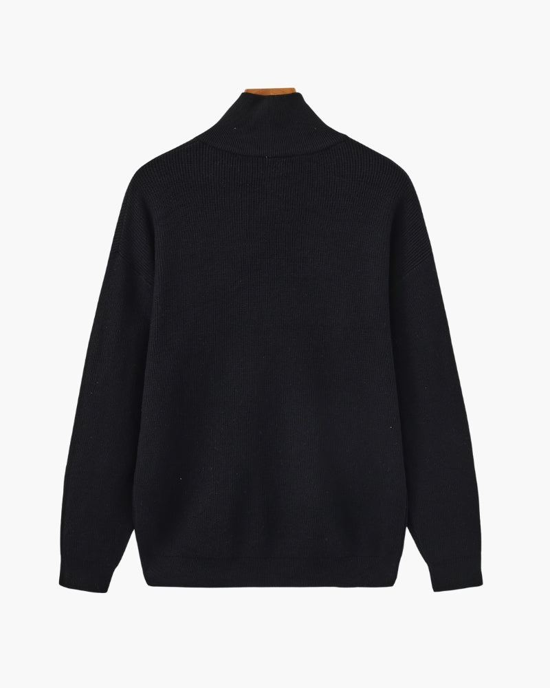 Pullover de Punto con Media Cremallera Refinado