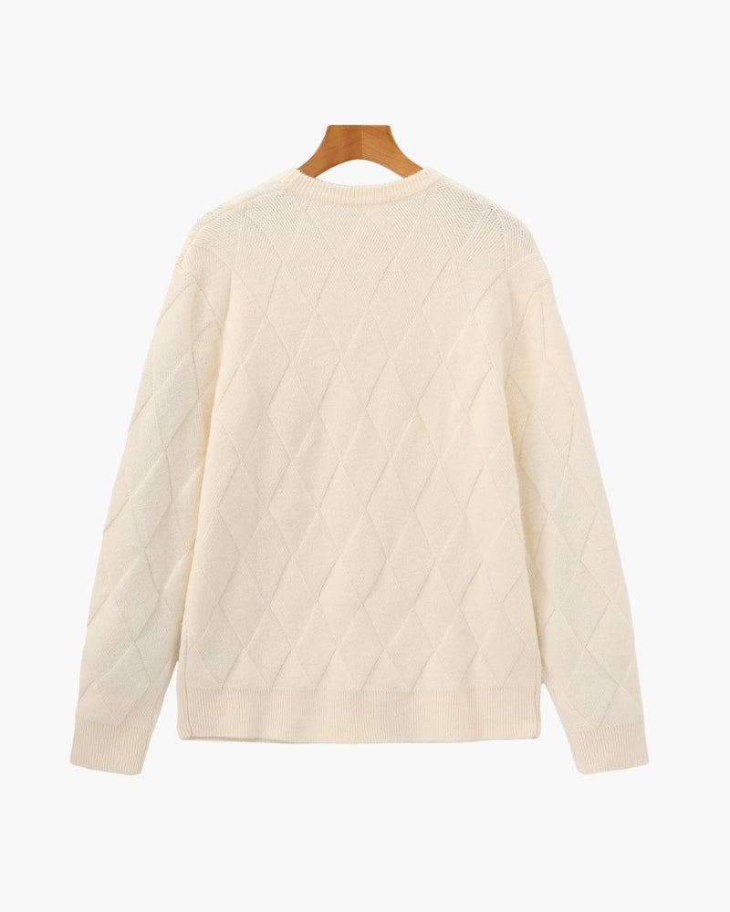 Jersey de Punto Diamante con Cuello Redondo