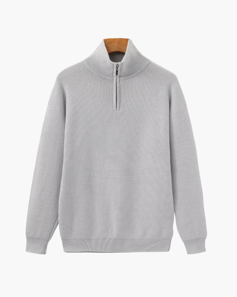 Pullover de Punto con Media Cremallera Refinado