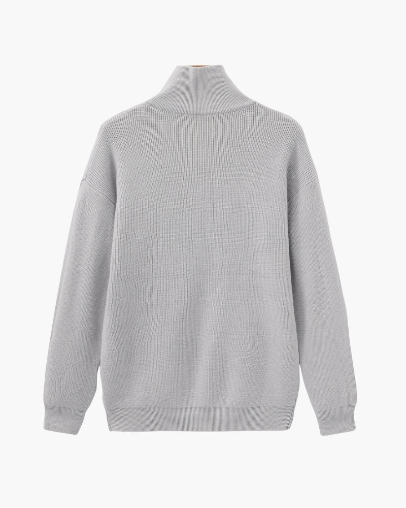 Pullover de Punto con Media Cremallera Refinado