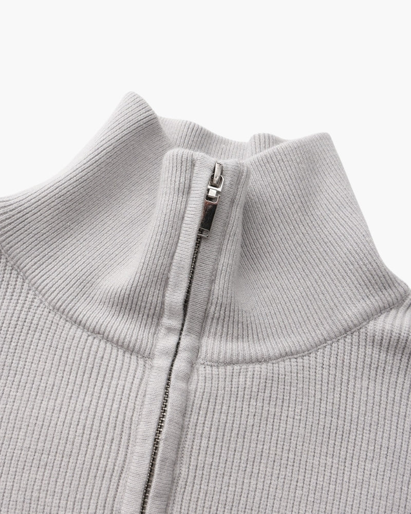 Pullover de Punto con Media Cremallera Refinado