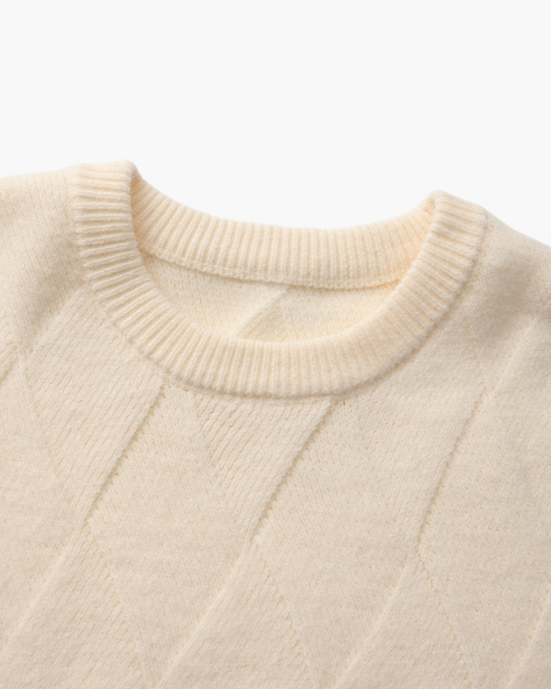 Jersey de Punto Diamante con Cuello Redondo