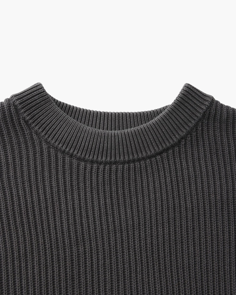 Sudadera de Punto Acanalado con Cuello Redondo