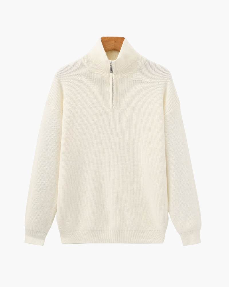 Pullover de Punto con Media Cremallera Refinado