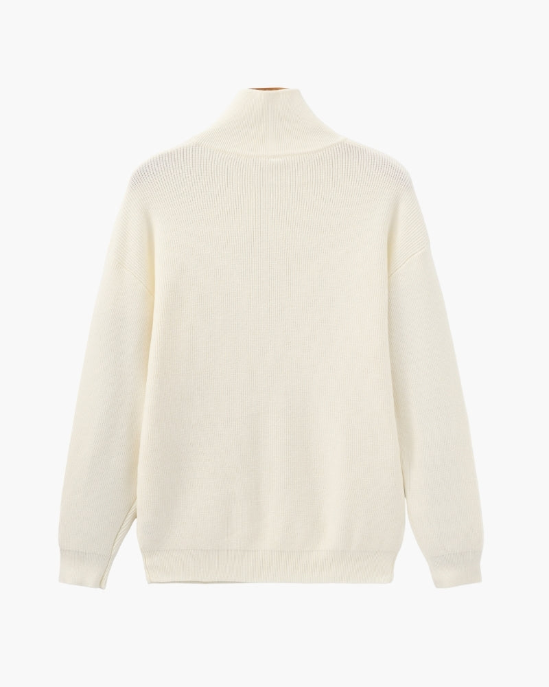 Pullover de Punto con Media Cremallera Refinado