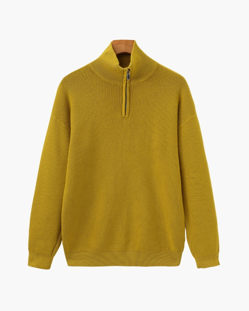 Pullover de Punto con Media Cremallera Refinado