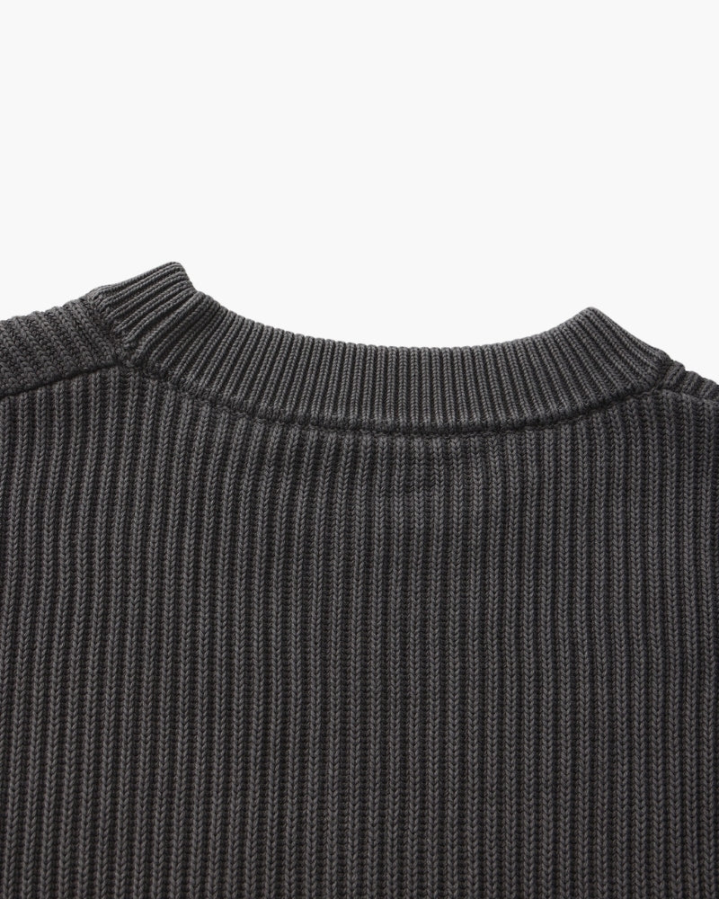 Sudadera de Punto Acanalado con Cuello Redondo