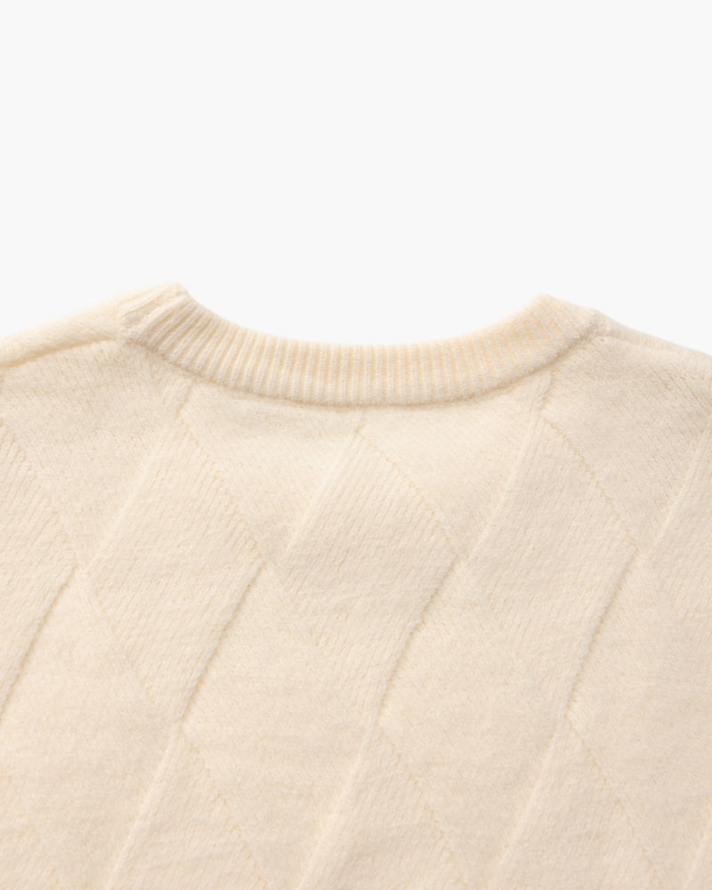 Jersey de Punto Diamante con Cuello Redondo
