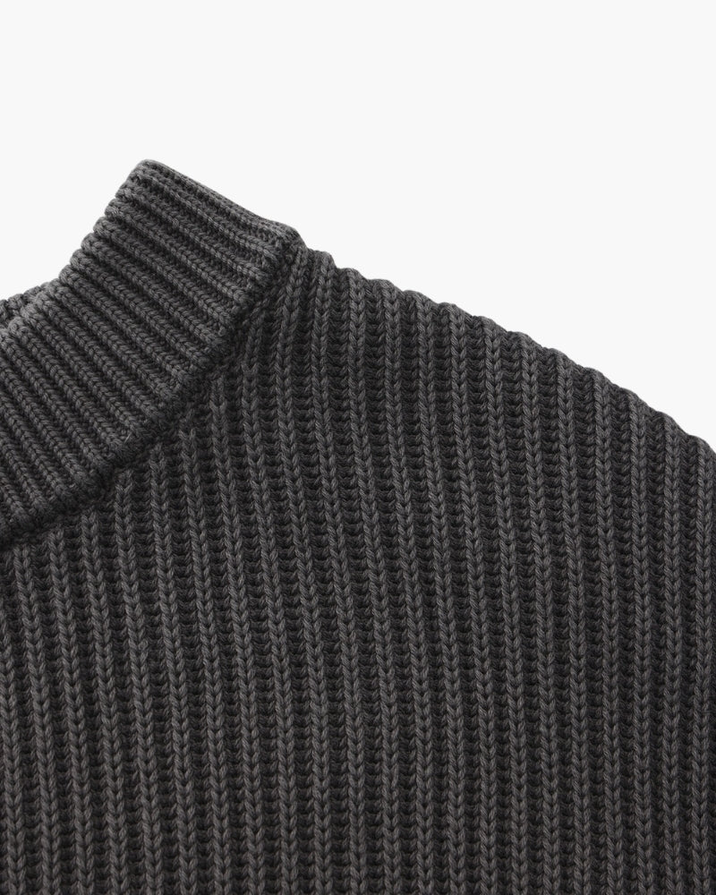 Sudadera de Punto Acanalado con Cuello Redondo