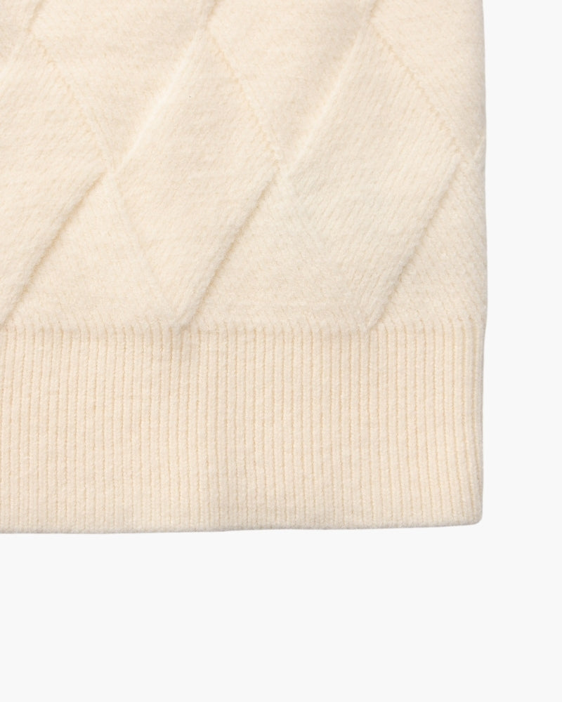 Jersey de Punto Diamante con Cuello Redondo