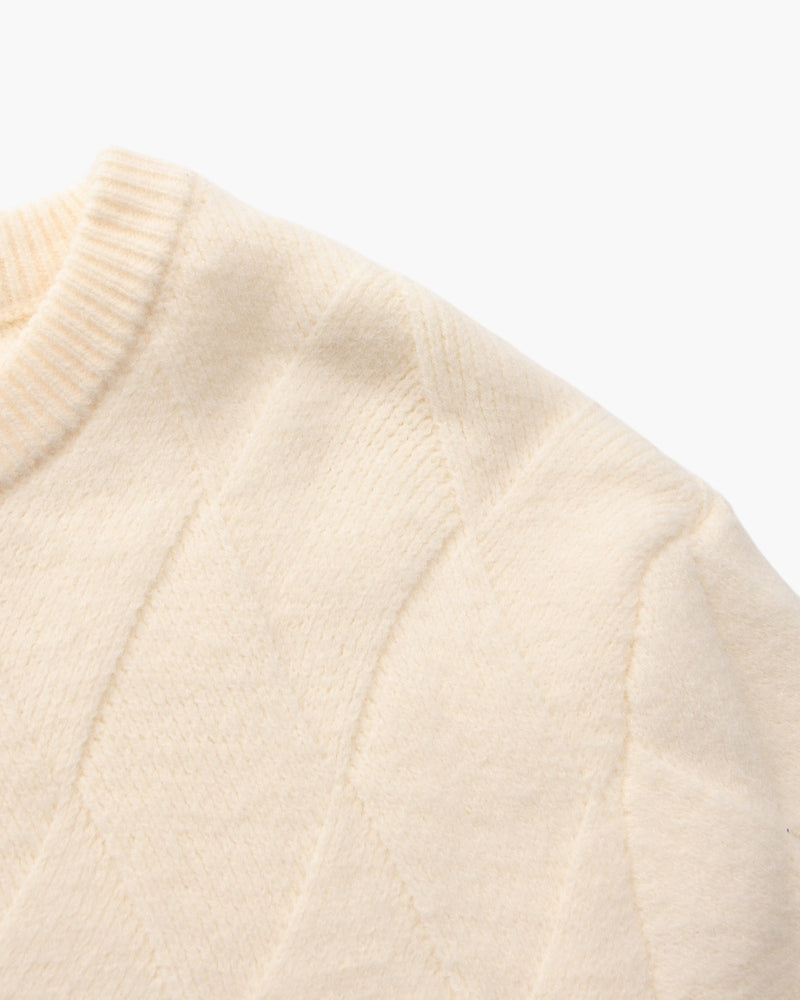 Jersey de Punto Diamante con Cuello Redondo