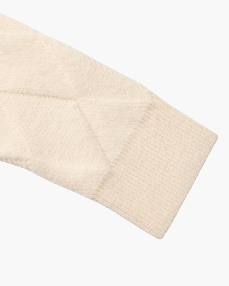 Jersey de Punto Diamante con Cuello Redondo