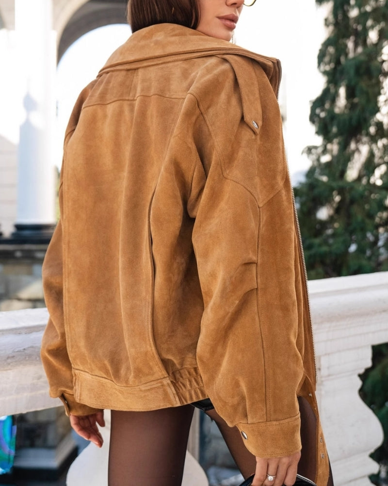 Chaqueta Drapeada de Ante Vintage