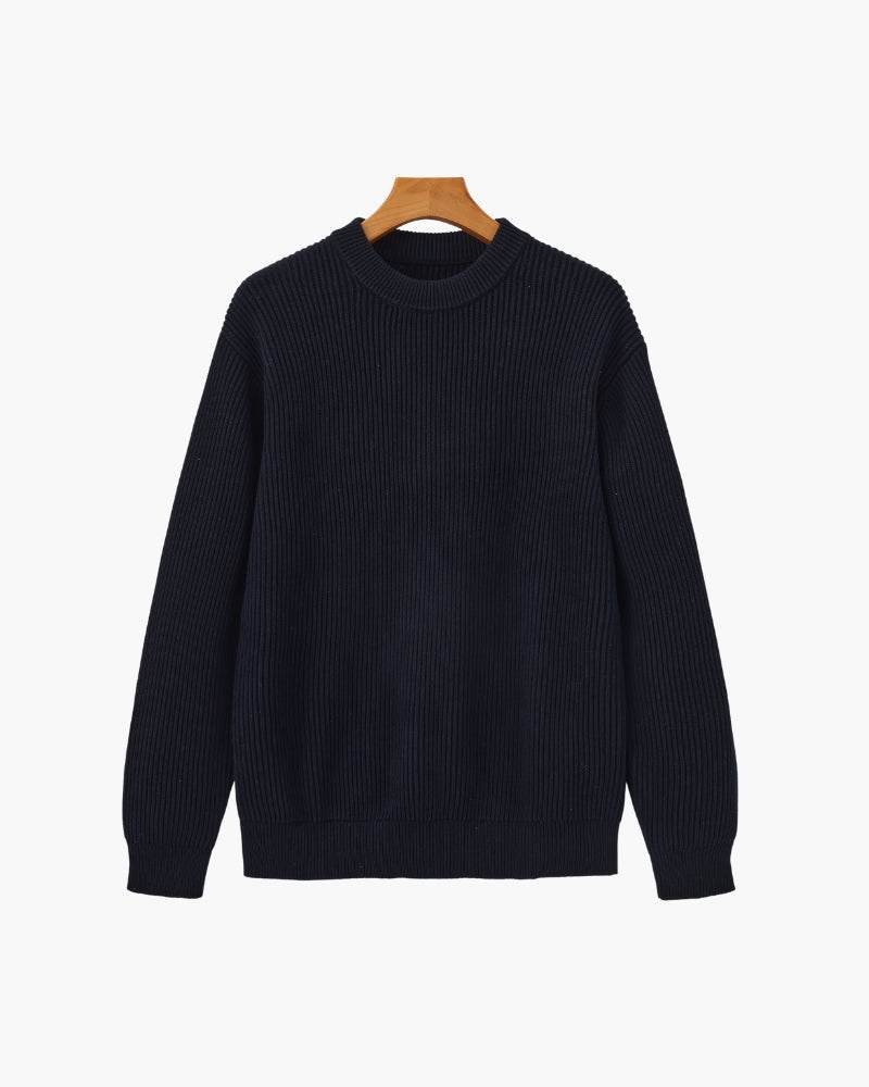 Sudadera de Punto Acanalado con Cuello Redondo