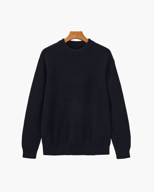 Sudadera de Punto Acanalado con Cuello Redondo
