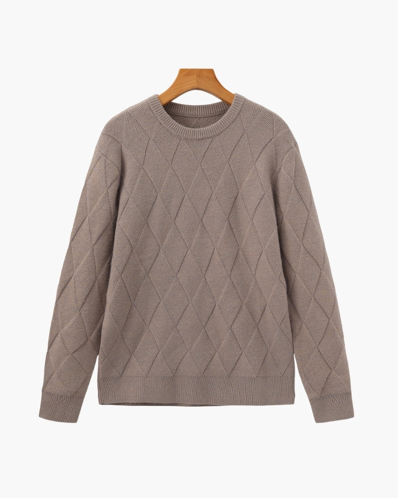 Jersey de Punto Diamante con Cuello Redondo